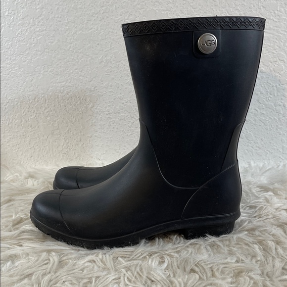UGG Sienna Matte Rain Rubber Boots Slip On Black 1100510 Size 9 Warm & Cozy NEW - Picture 8 of 15